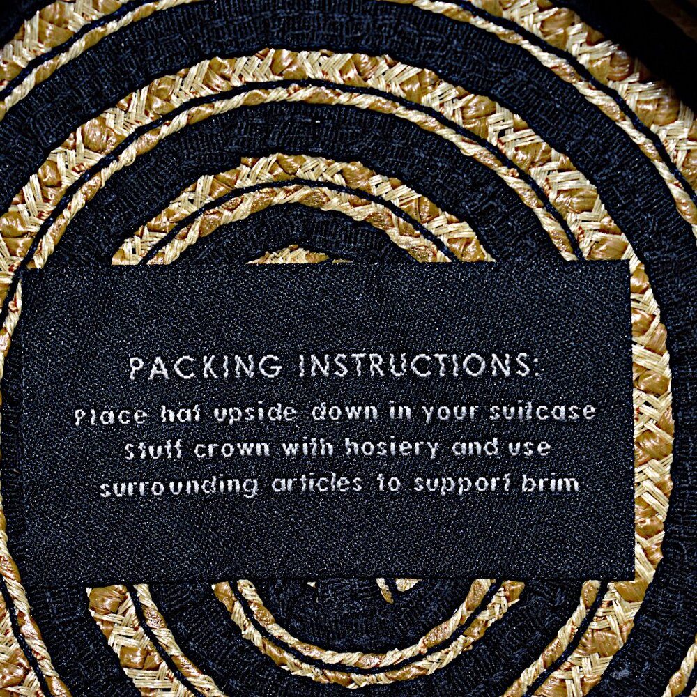 Eric Javits Womens Newsboy Hat Natural Raffia  Tan & Black UPF 50+ Packable Cap - Picture 5 of 7